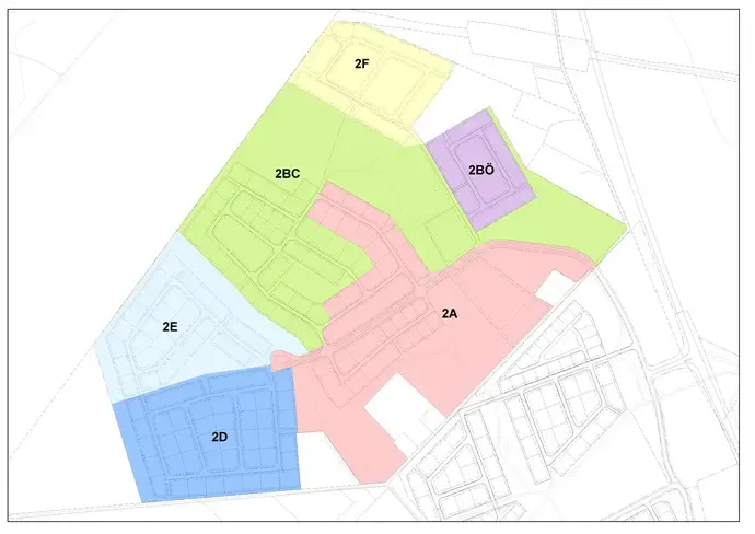 Etappindelning av området