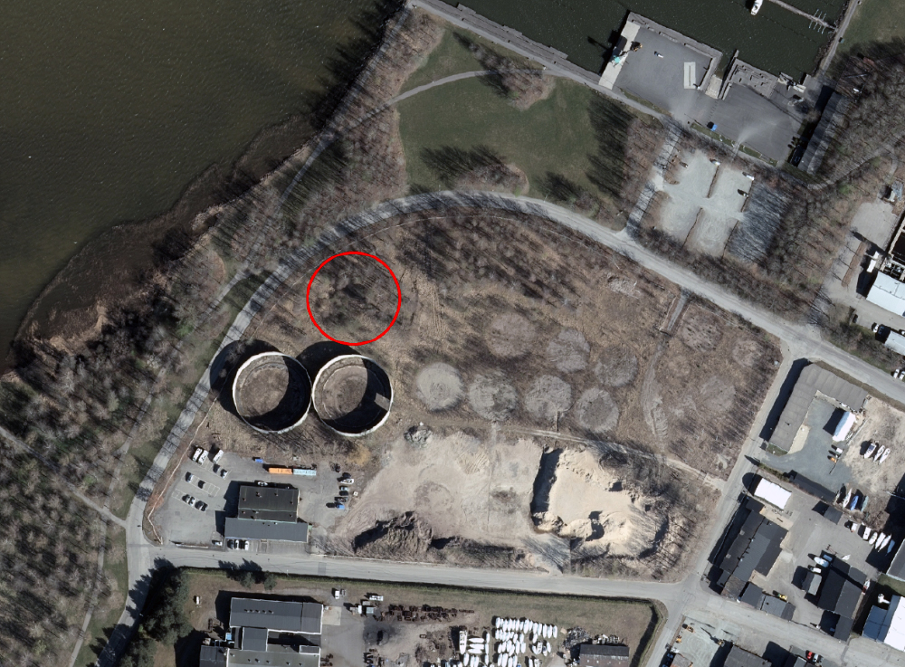 Bilden visar tänkt placering av skateparken.